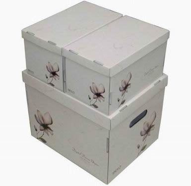 Printed corrugated storage boxes